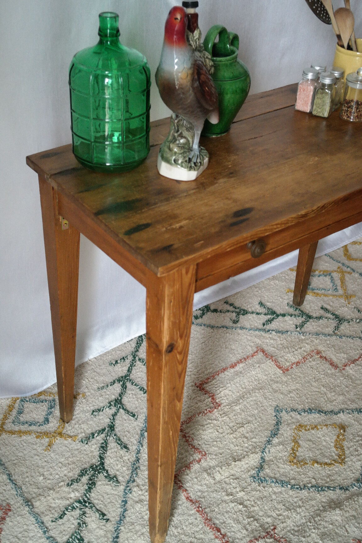 Farmhouse side table in old wood