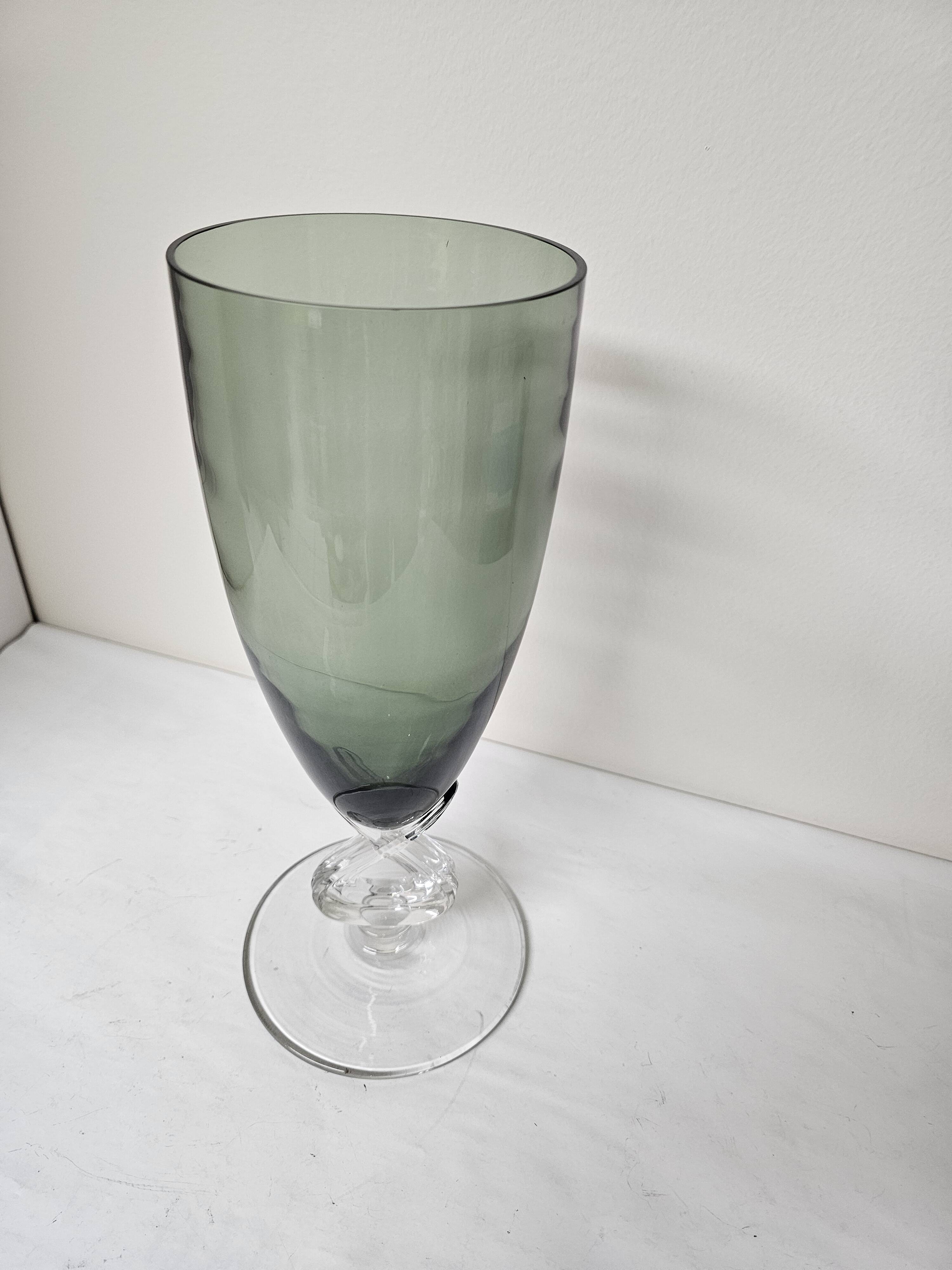 Large Vintage Smoked Glass Vase - Height 32cm