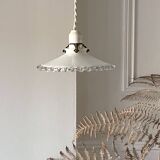 Opaline pendant light with porcelain socket