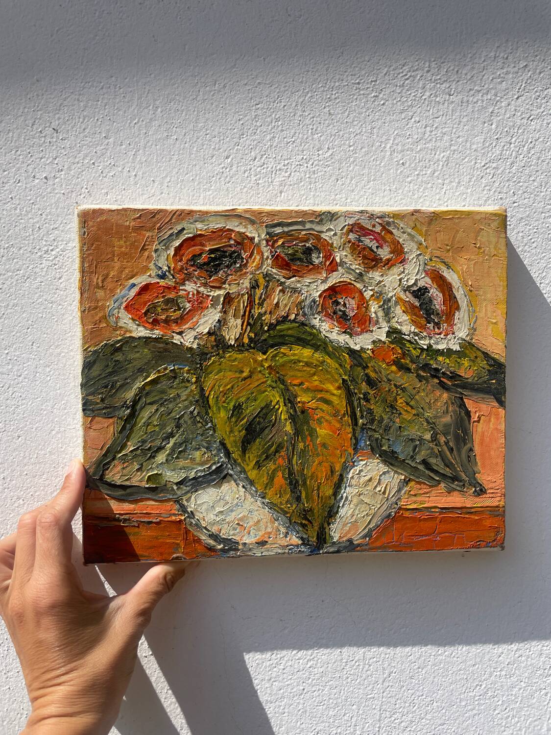 Bouquet of flowers oil on canvas painting