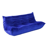 Togo three-seat sofa in blue velvet by Michel Ducaroy for Ligne Roset