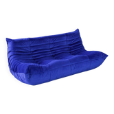 Togo three-seat sofa in blue velvet by Michel Ducaroy for Ligne Roset