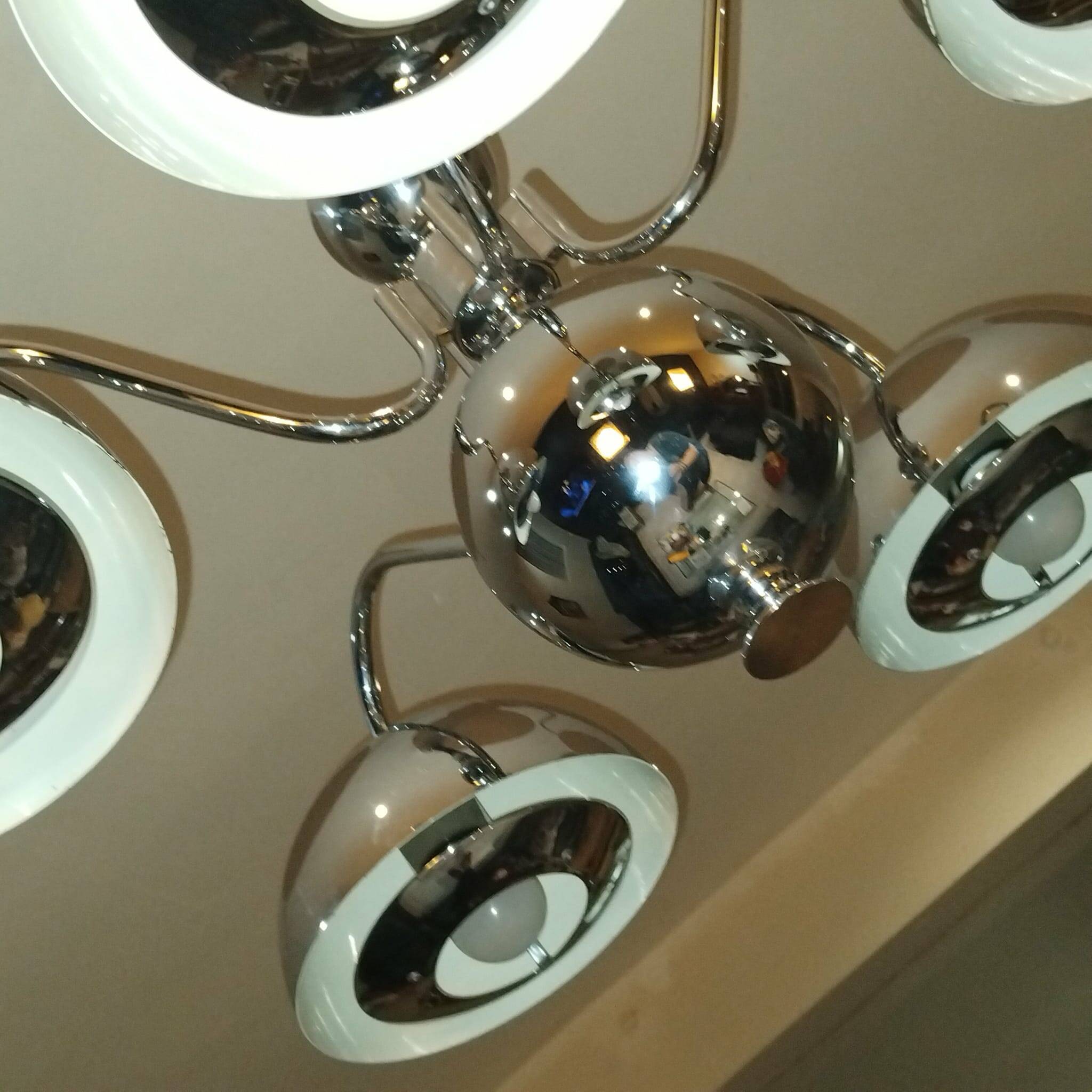 Chrome chandelier by gioffredo reggiani, 1970s