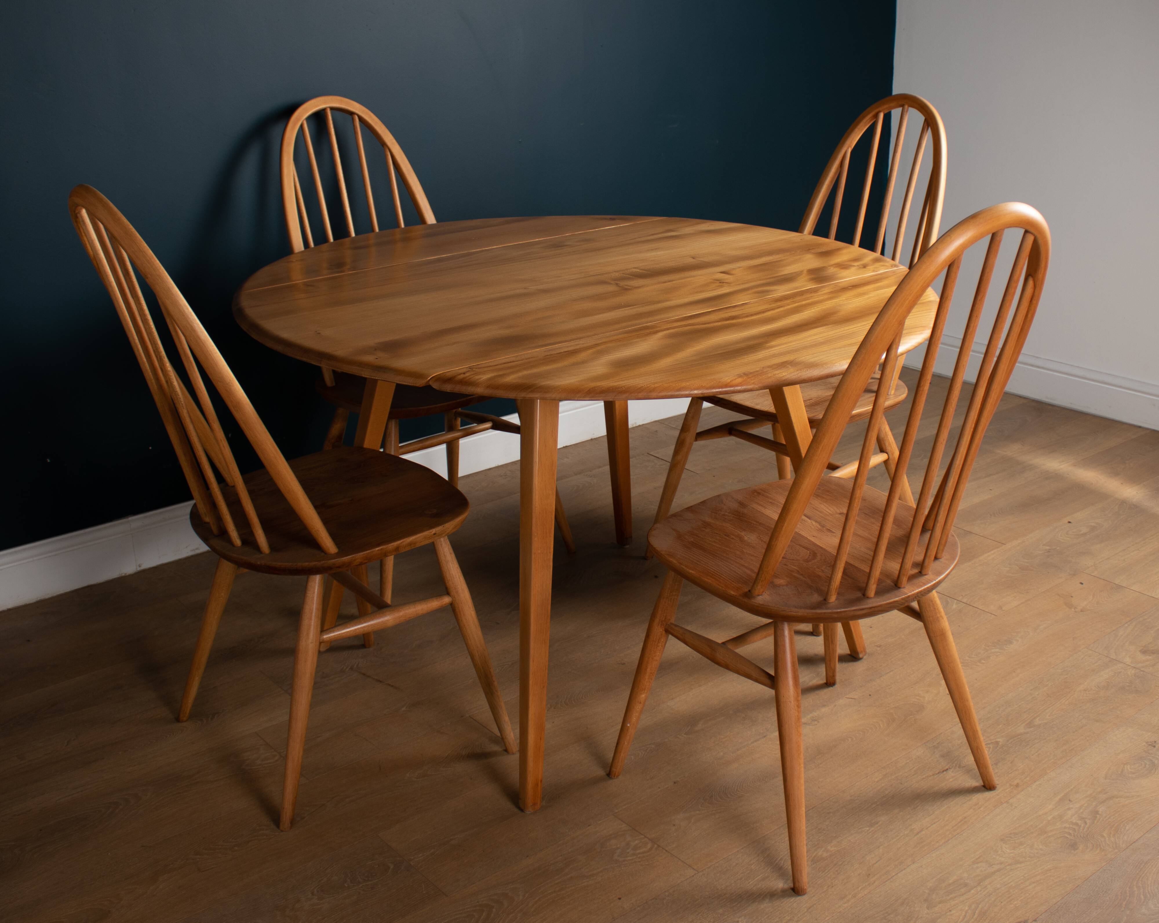 Restored Vintage Retro Ercol 1960s 384 Round Dining Table & 4 370 Windsor Arm Chairs Regular price