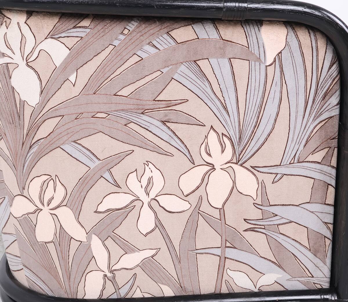 Sofa vintage en bambou 2 places avec tissu en velours floral, années 1970.