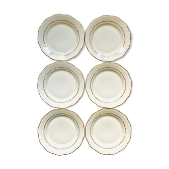 Lot 6 plates - white/golden porcelain