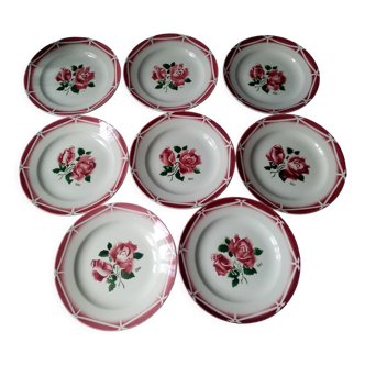 Series of 8 flat plates model cibon faiencerie de sarreguemines