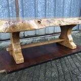 Handcrafted Brutalist coffee table in solid elm