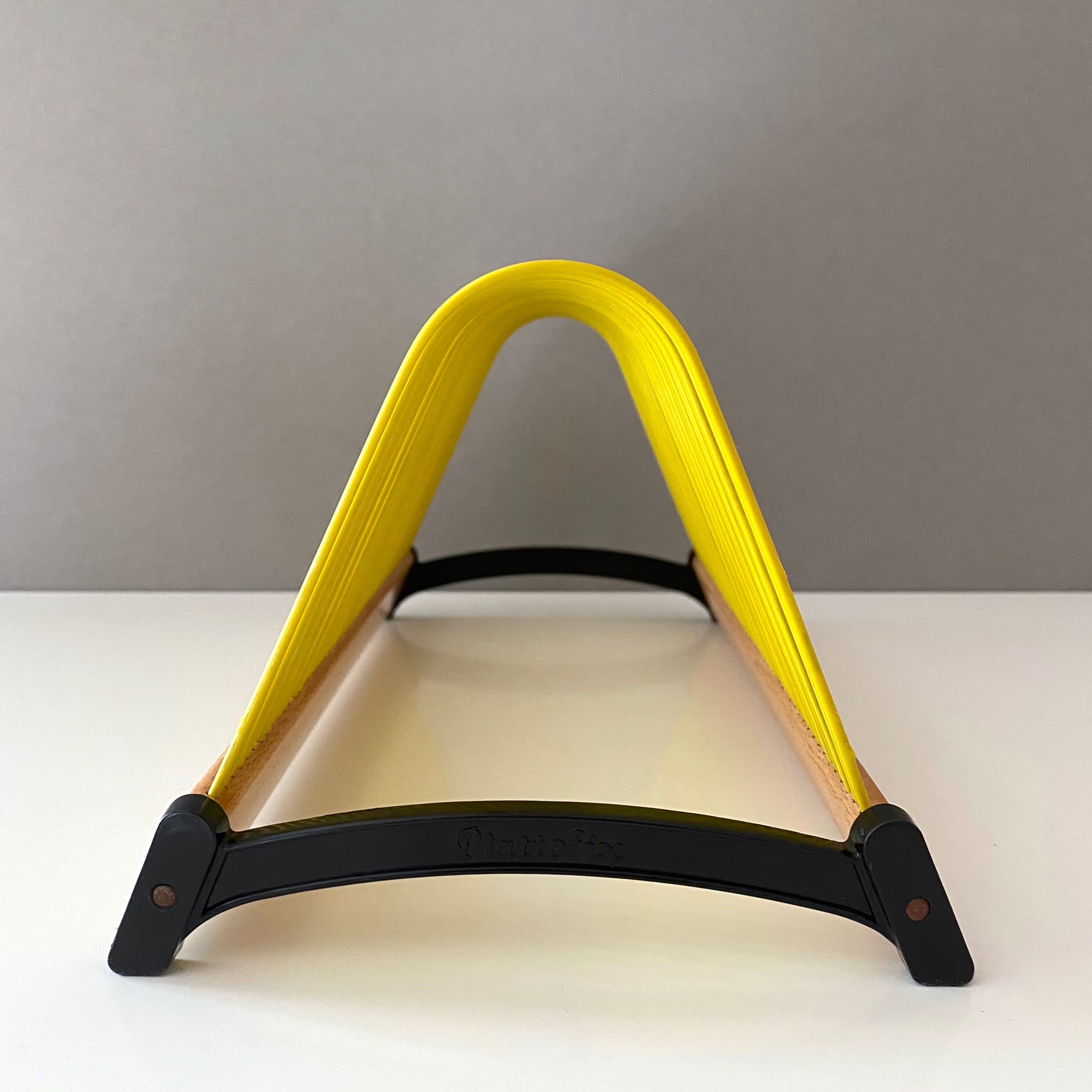 Vintage record stand, vinyl record holder, plattofix germany, yellow 50 records