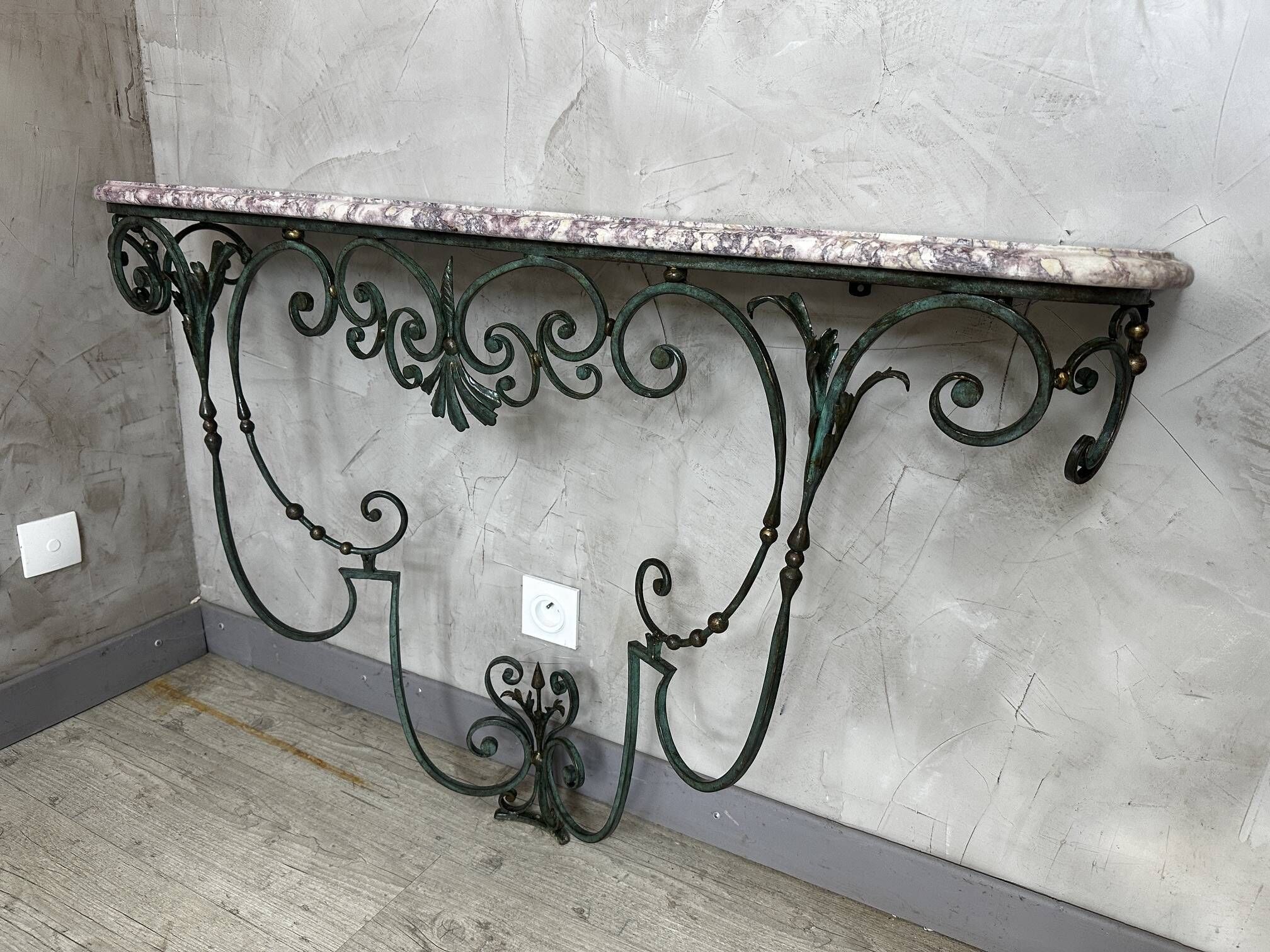 Console en fer forgé et marbre