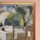 Mid-Century Oil on Canvas 'House with Two Trees' by Zage, Vintage & Framed