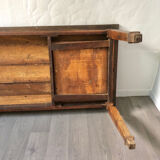 Grande table de ferme Bourguignonne en chêne époque XIX ème pieds fuseaux de forme obélisque