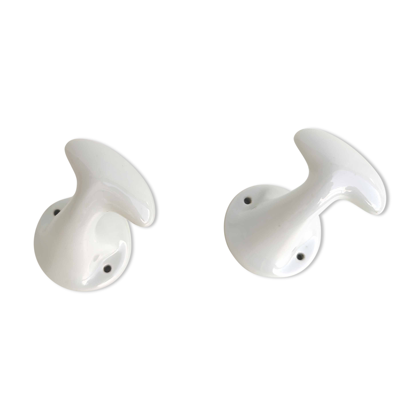 Pair of bathroom hooks or kitchen in white ceramic 1950