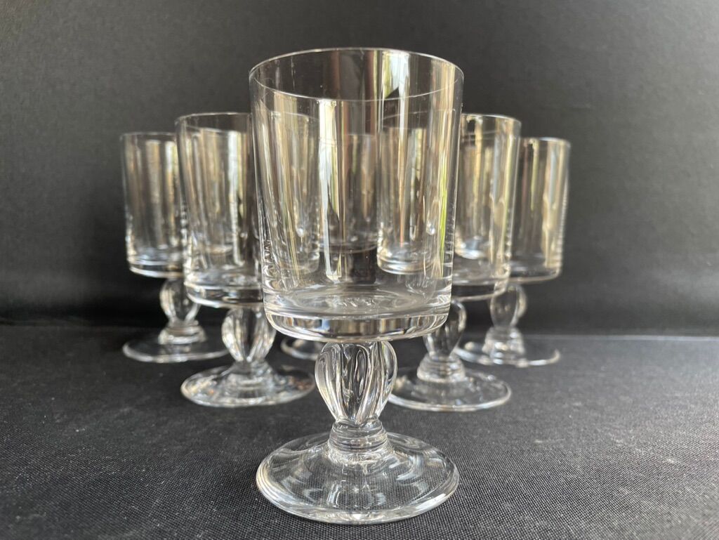 6 twisted plain crystal port glasses – Typical of the 1960s-1970's