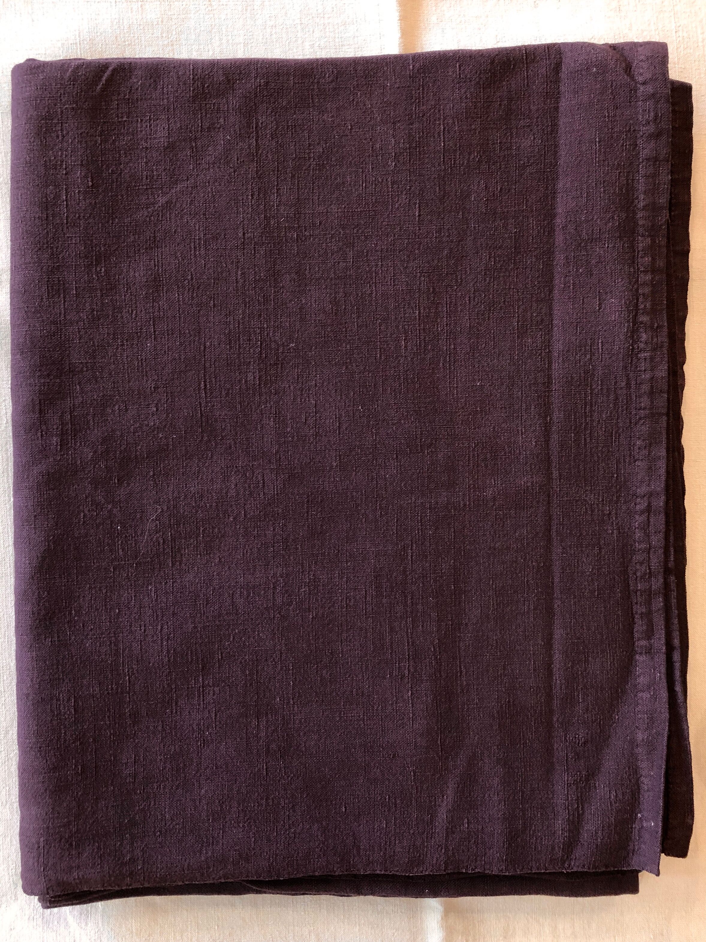 Old grape variety tablecloth in hemp tyed eggplant