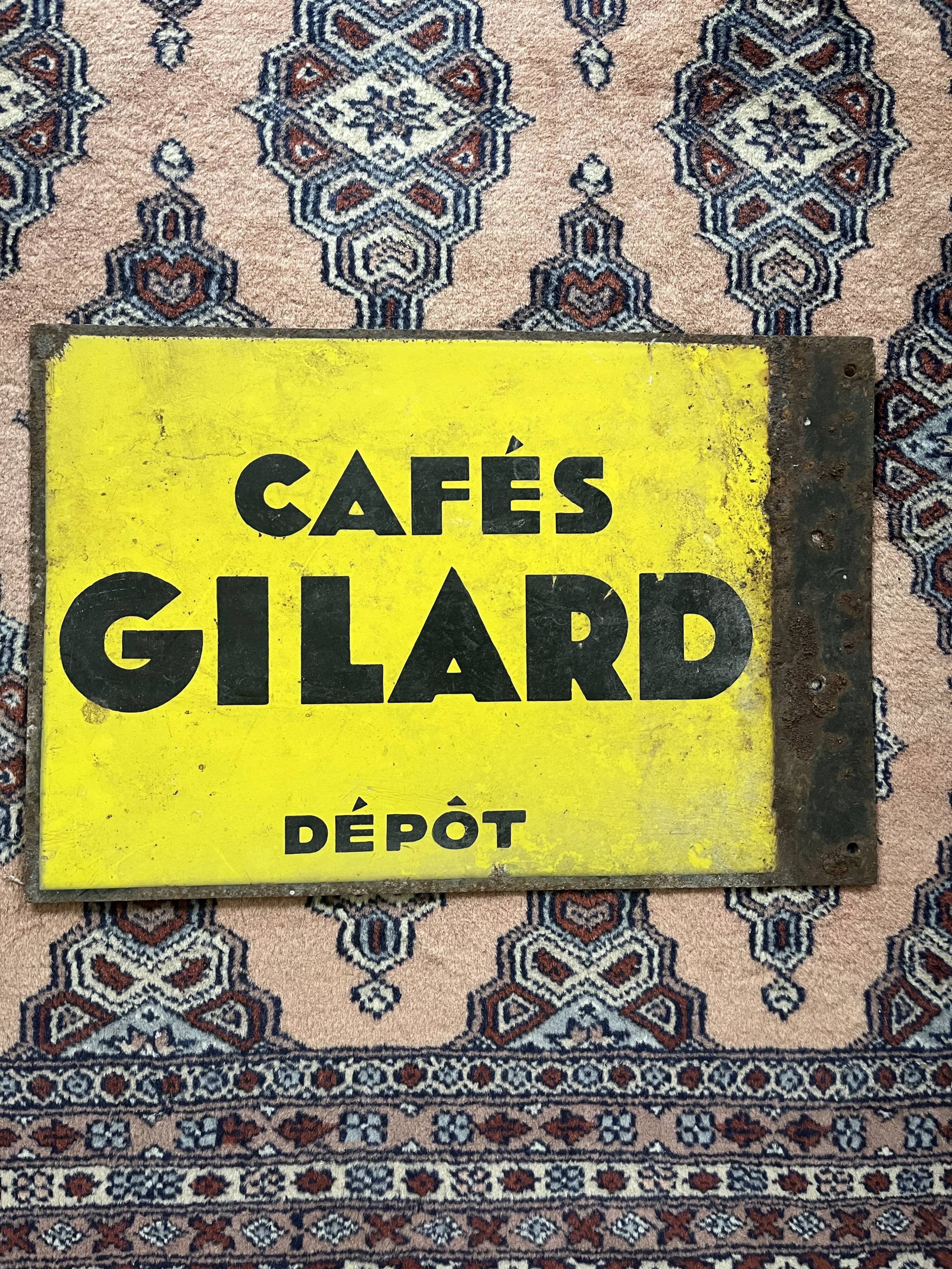 Enamelled plate advertising sheet Cafés Gilard