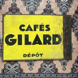 Enamelled plate advertising sheet Cafés Gilard