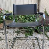 Vintage armchair in black leather