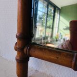 Old barber mirror made of bamboo wood