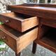 French antique watchmaker's bench – Table with drawers, vice, and original sliding leather surface – circa 1900