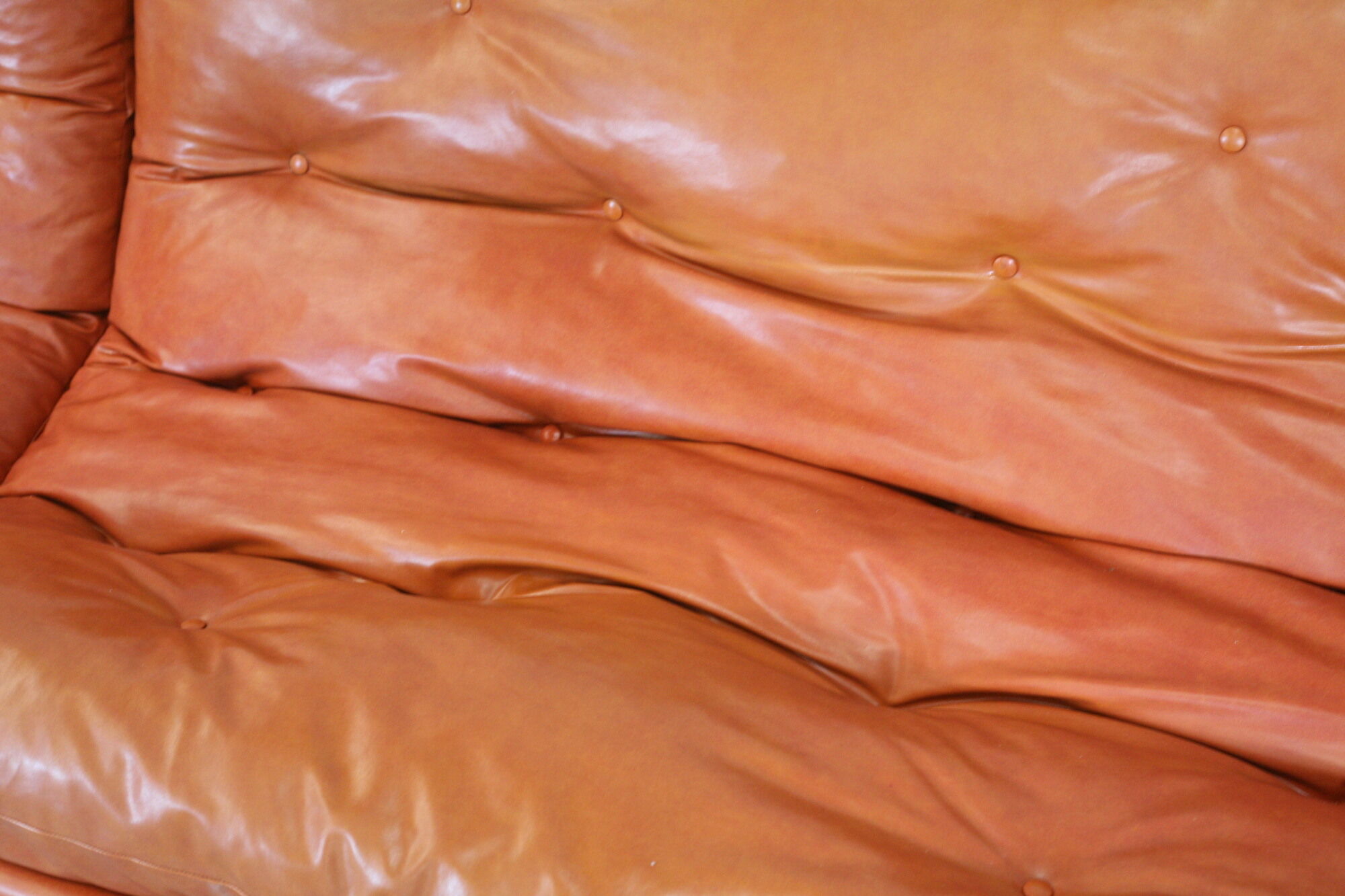 Flexible sofa, orange vinyl and foam, France, circa 1970