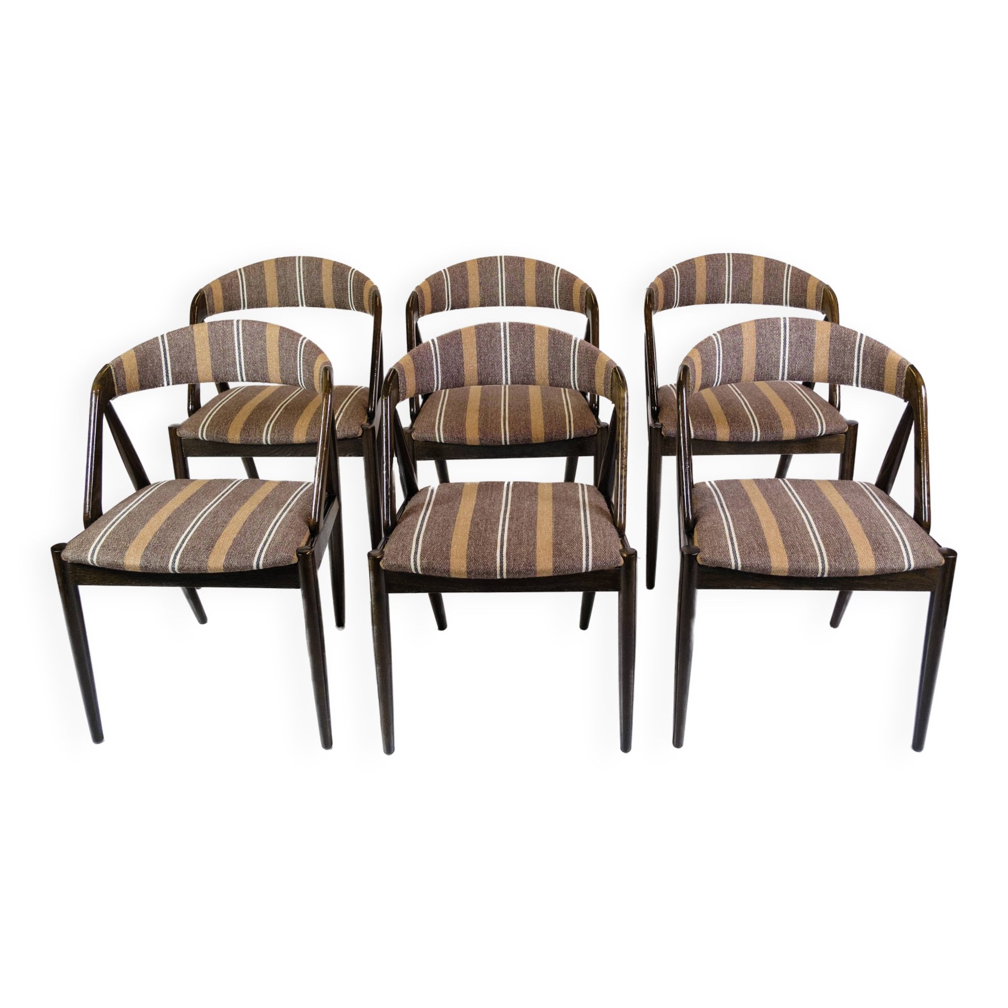 Set Of 6 Dining Chairs Model 31 Made In Dark Wood By Kai Kristiansen