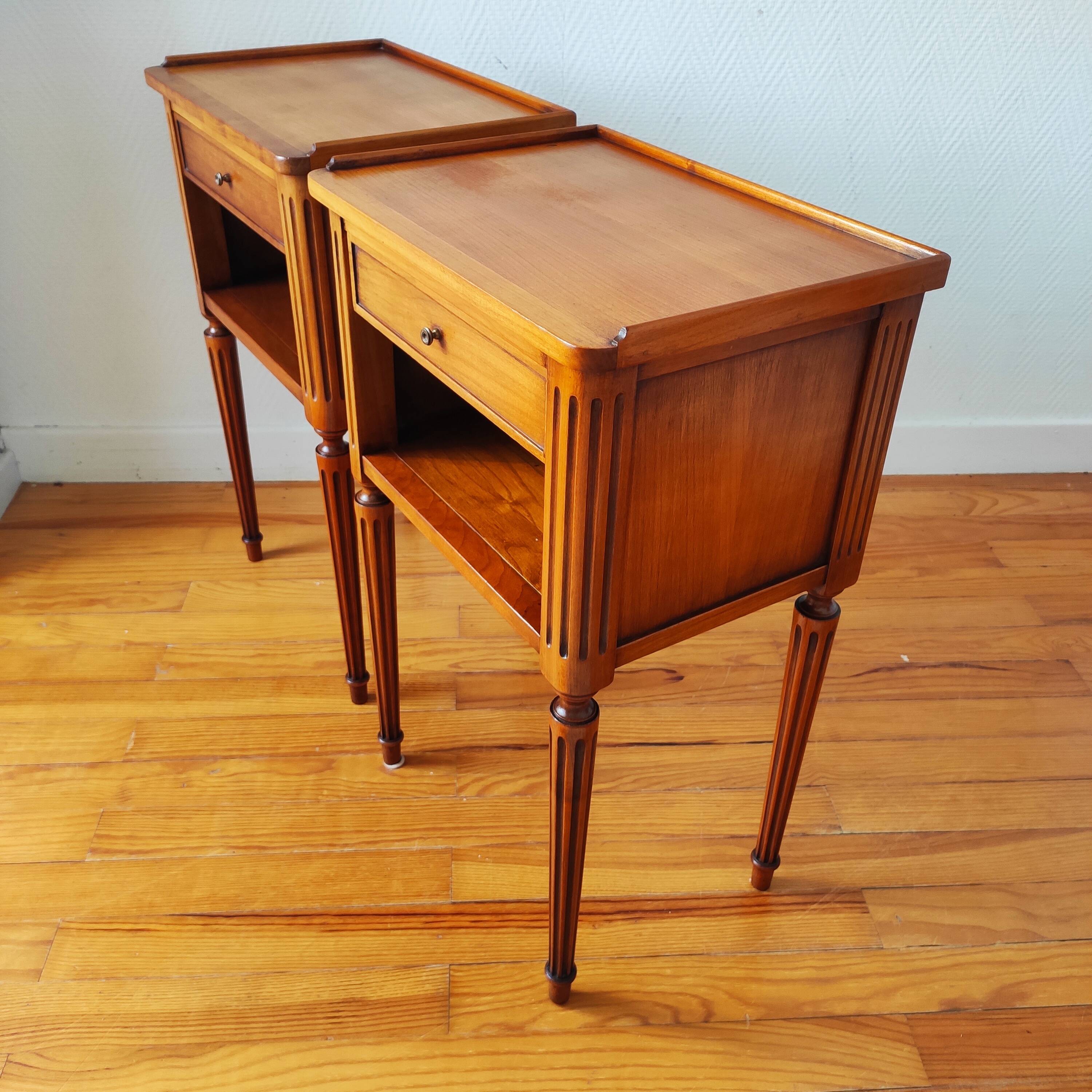 Pair of Louis XVI style bedside tables