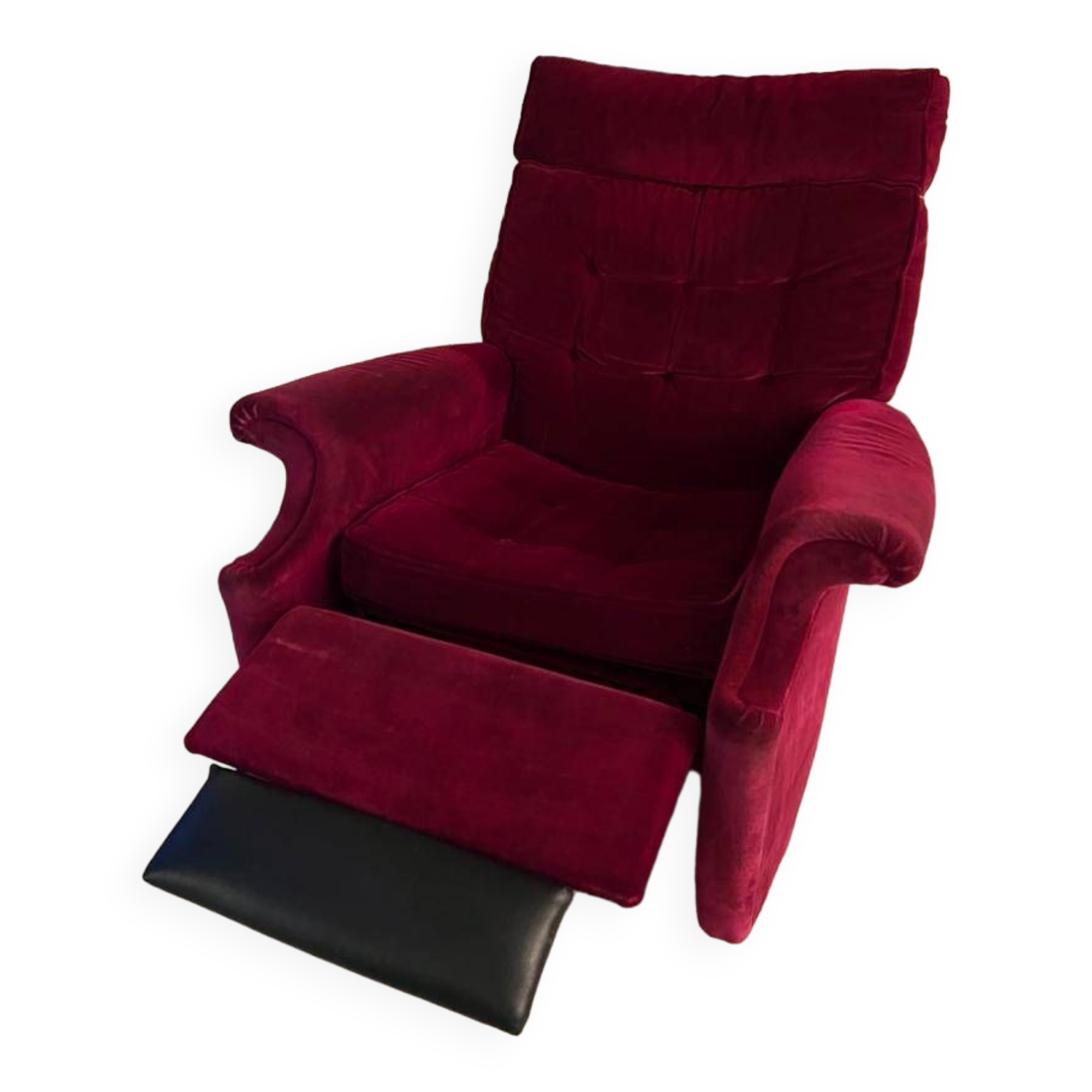 Vintage Parker Knoll red velvet recliner chair circa 1970
