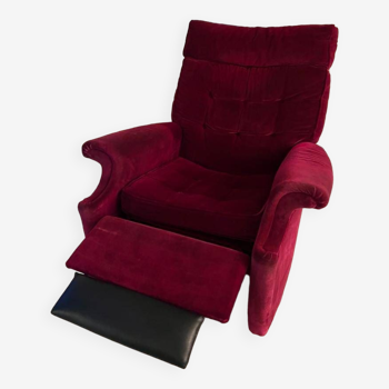 Fauteuil inclinable vintage velours rouge Parker Knoll circa 1970