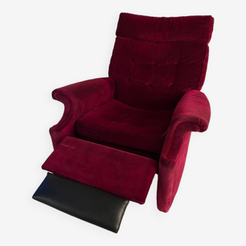 Vintage Parker Knoll red velvet recliner chair circa 1970