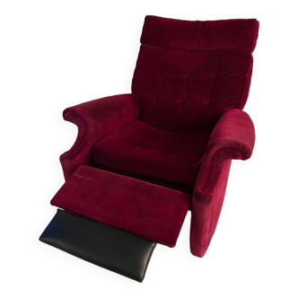 Fauteuil inclinable vintage velours rouge Parker Knoll circa 1970