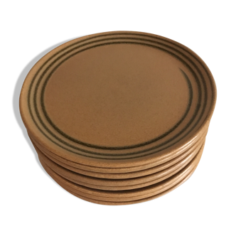 Set of 8 Sarreguemines Atelier d'Art sandstone-look dessert plates