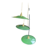 Vintage lampshade in green enamelled sheet metal, customizable