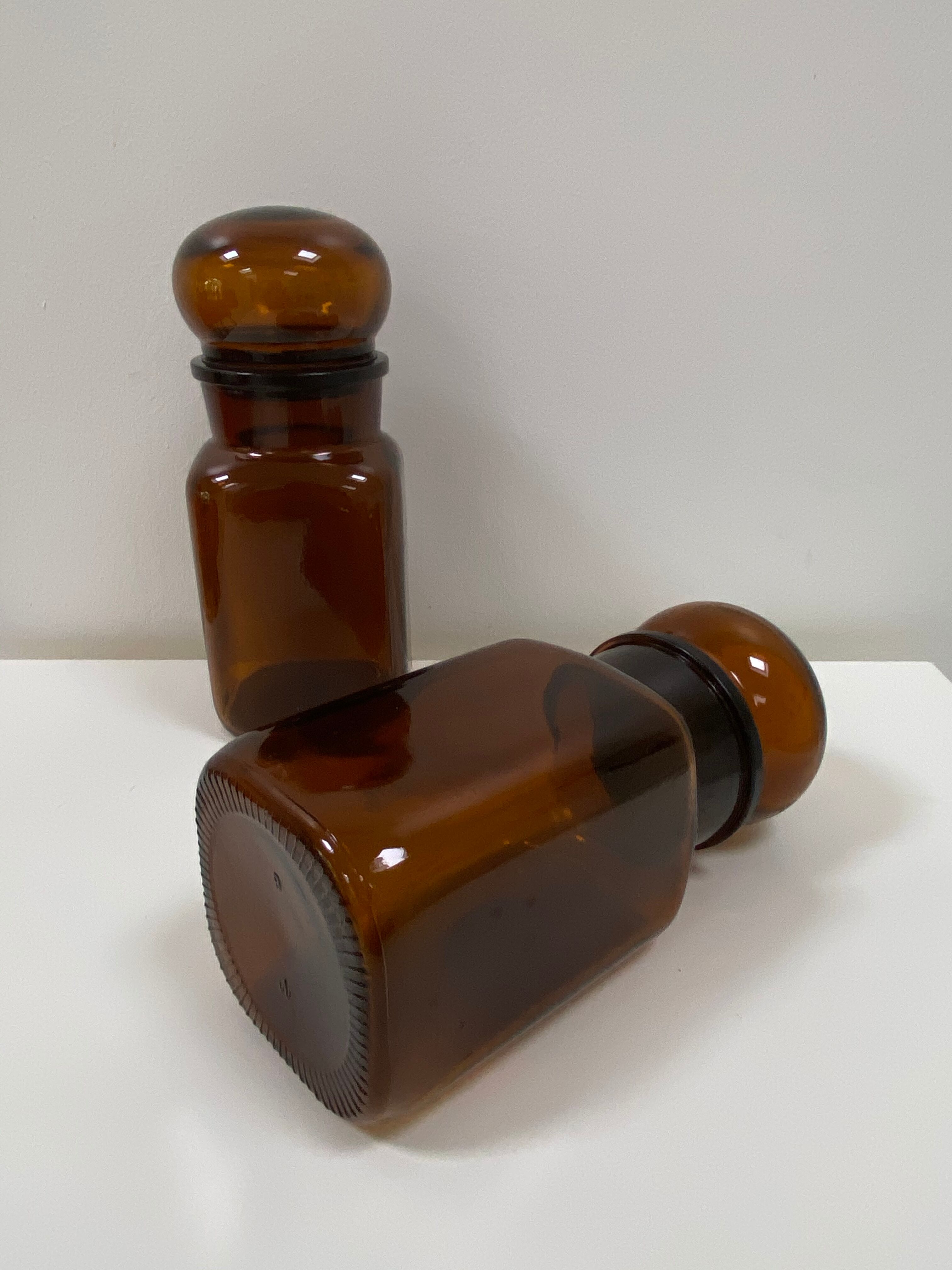 Duo of vintage pots apothecary style