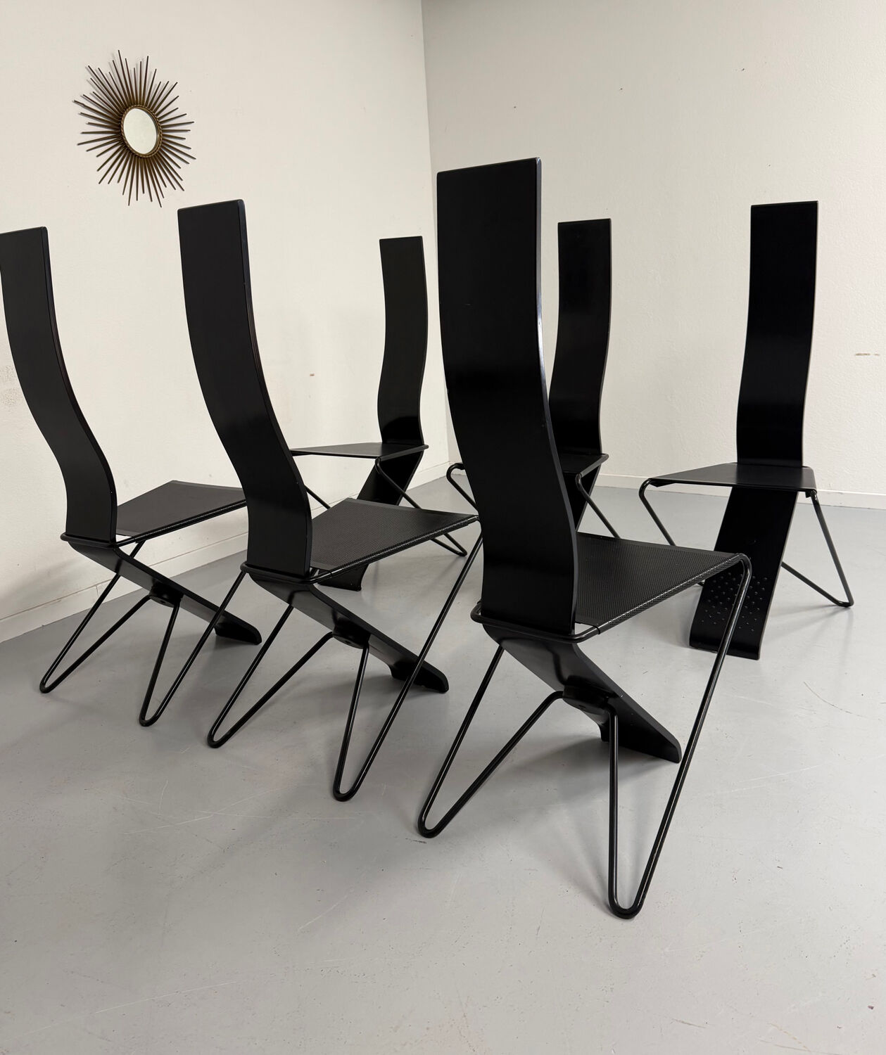 Set of 6 Italian design chairs by Pietro Arosio, postmodern, 1980s.