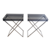 Paire de bouts de canapé en plexiglas et chrome