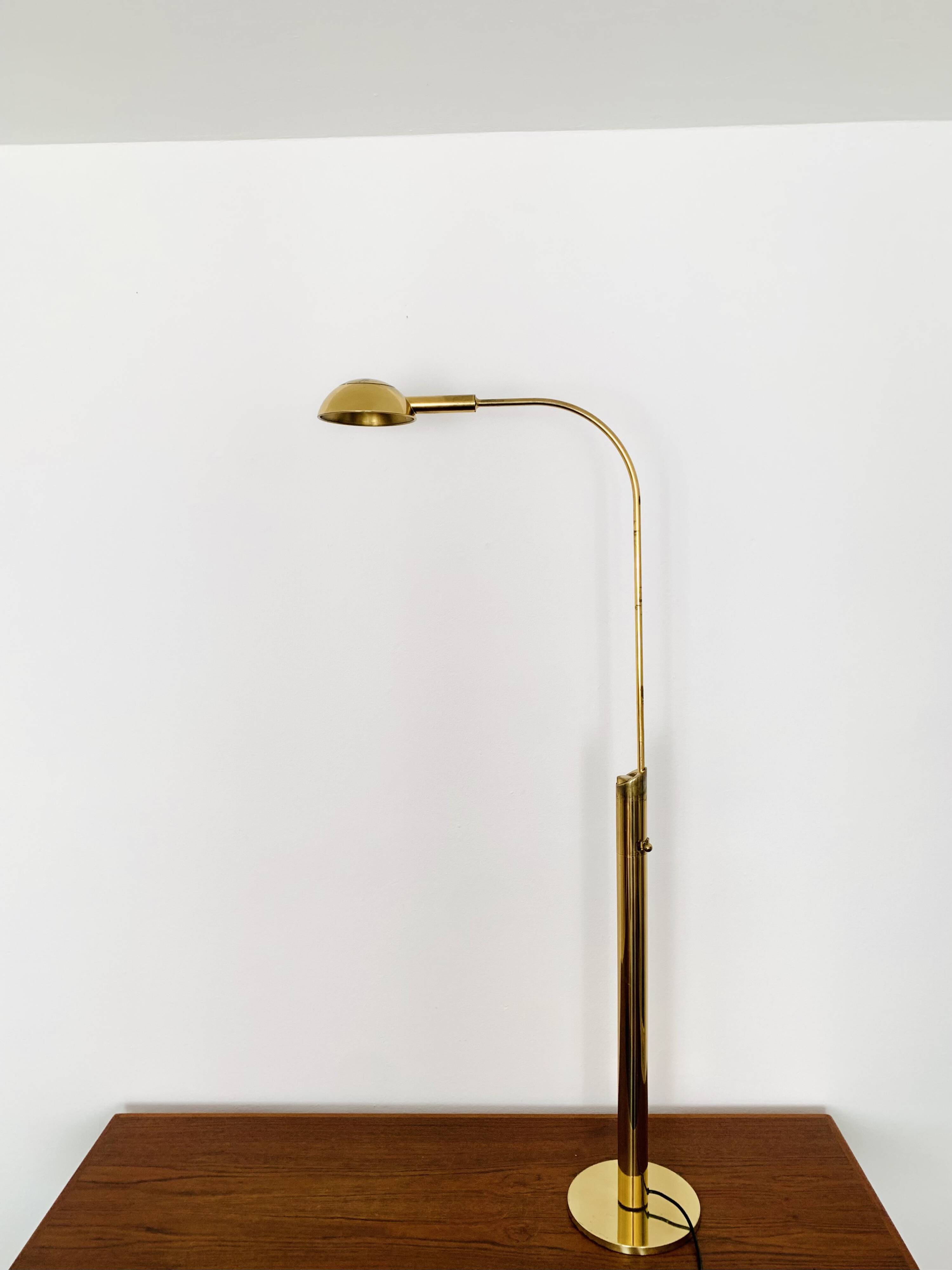 Adjustable 1970s Brass Floor Lamp by Florian Schulz