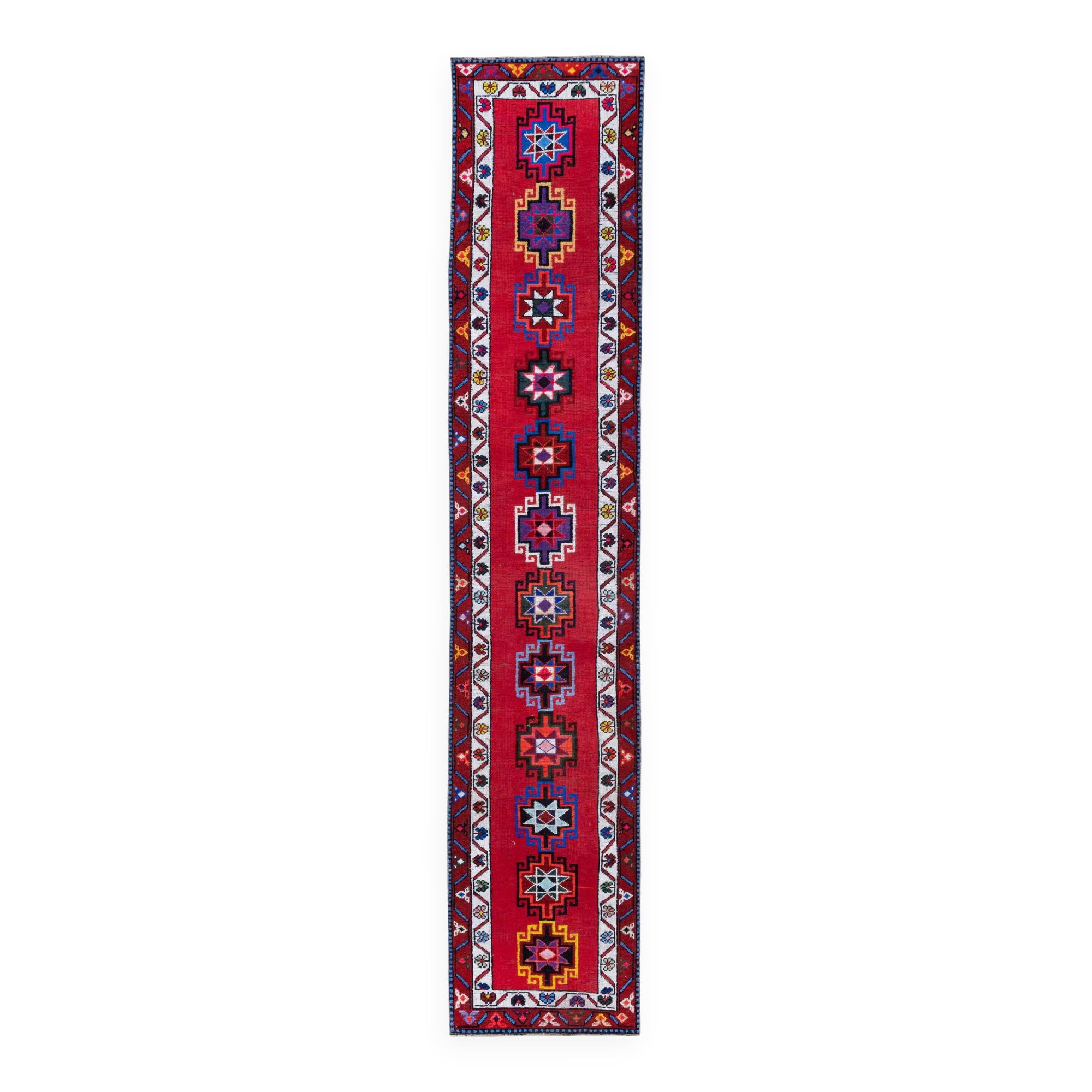 Vintage Turkish hallway rug 77x375 cm