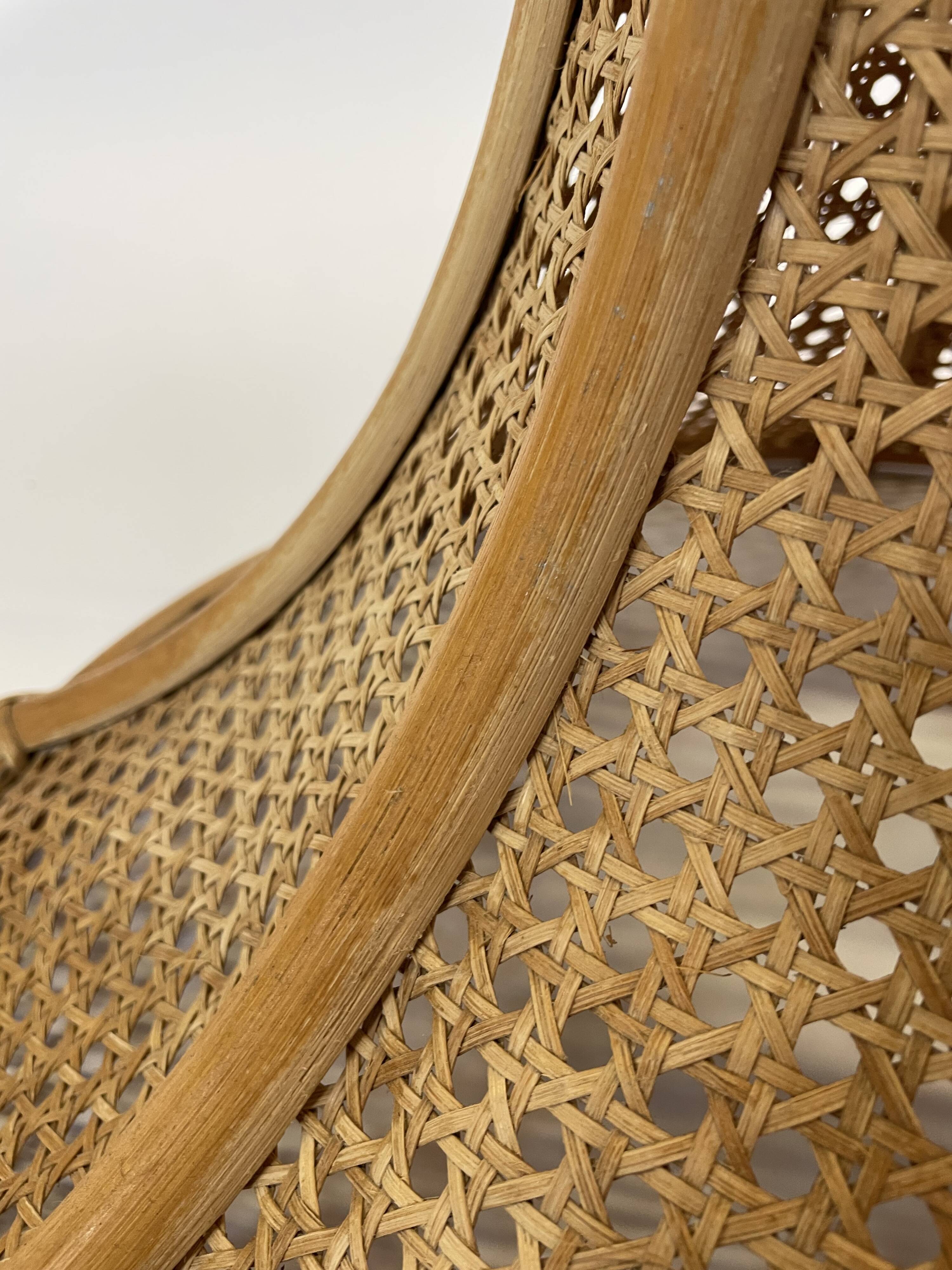 Vintage lampshade hanging lamp rattan and webbing 70s boho design minimalist