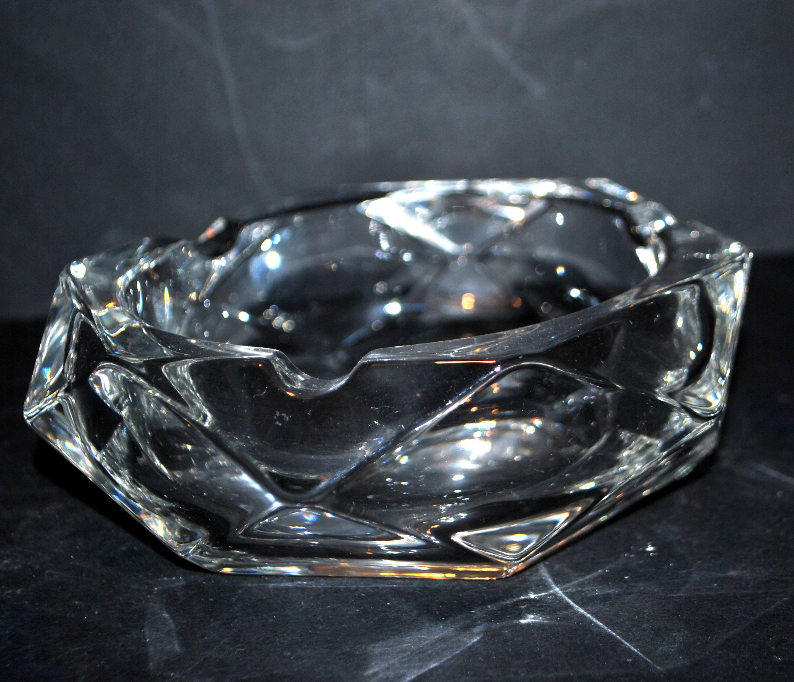 Vintage crystal ashtray - hexagonal shape - 16cm