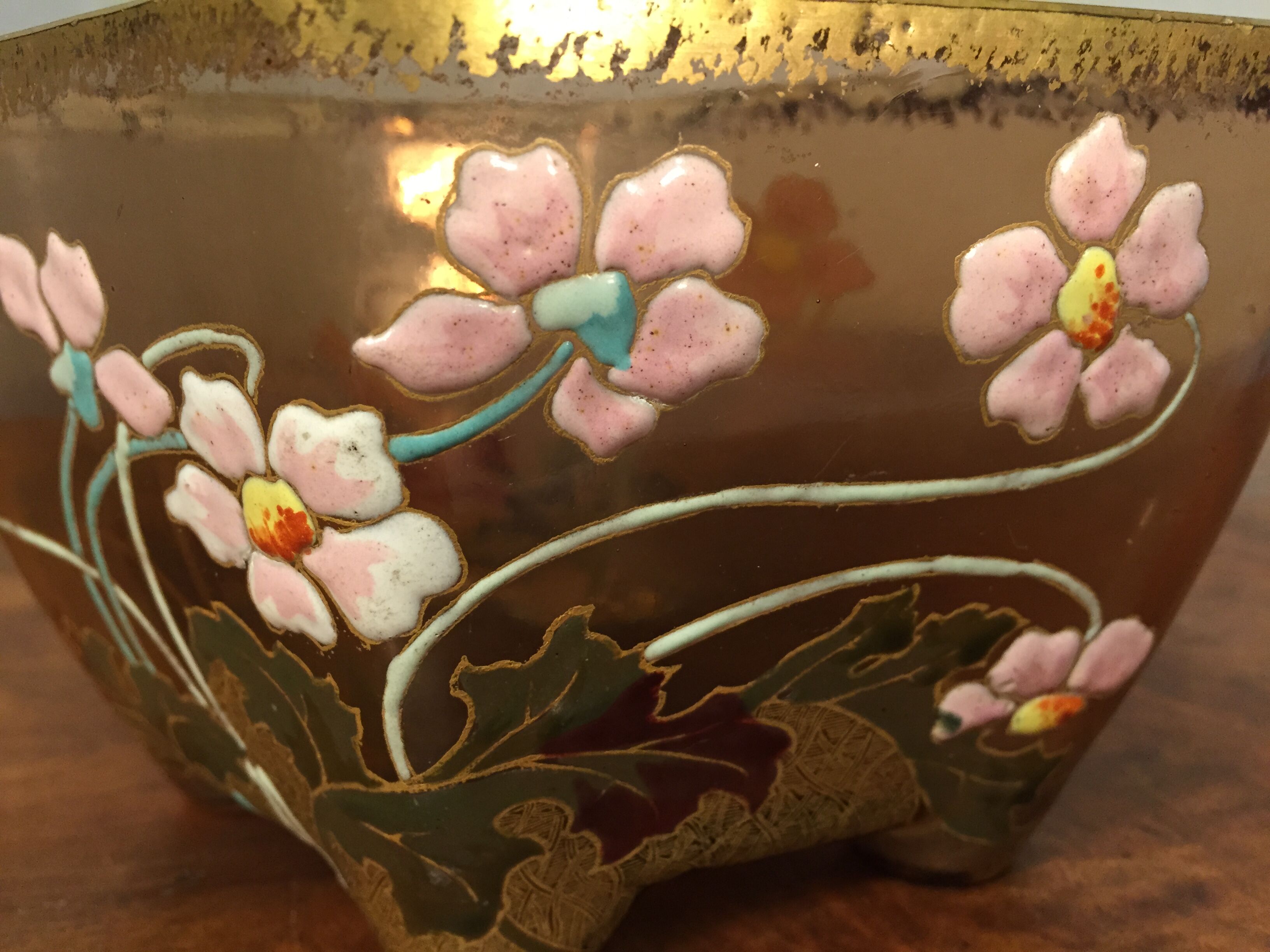 Small cut Legras glass enamelled new art