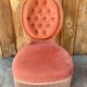 Velvet armchair salmon color upholstered - Napoleon III style