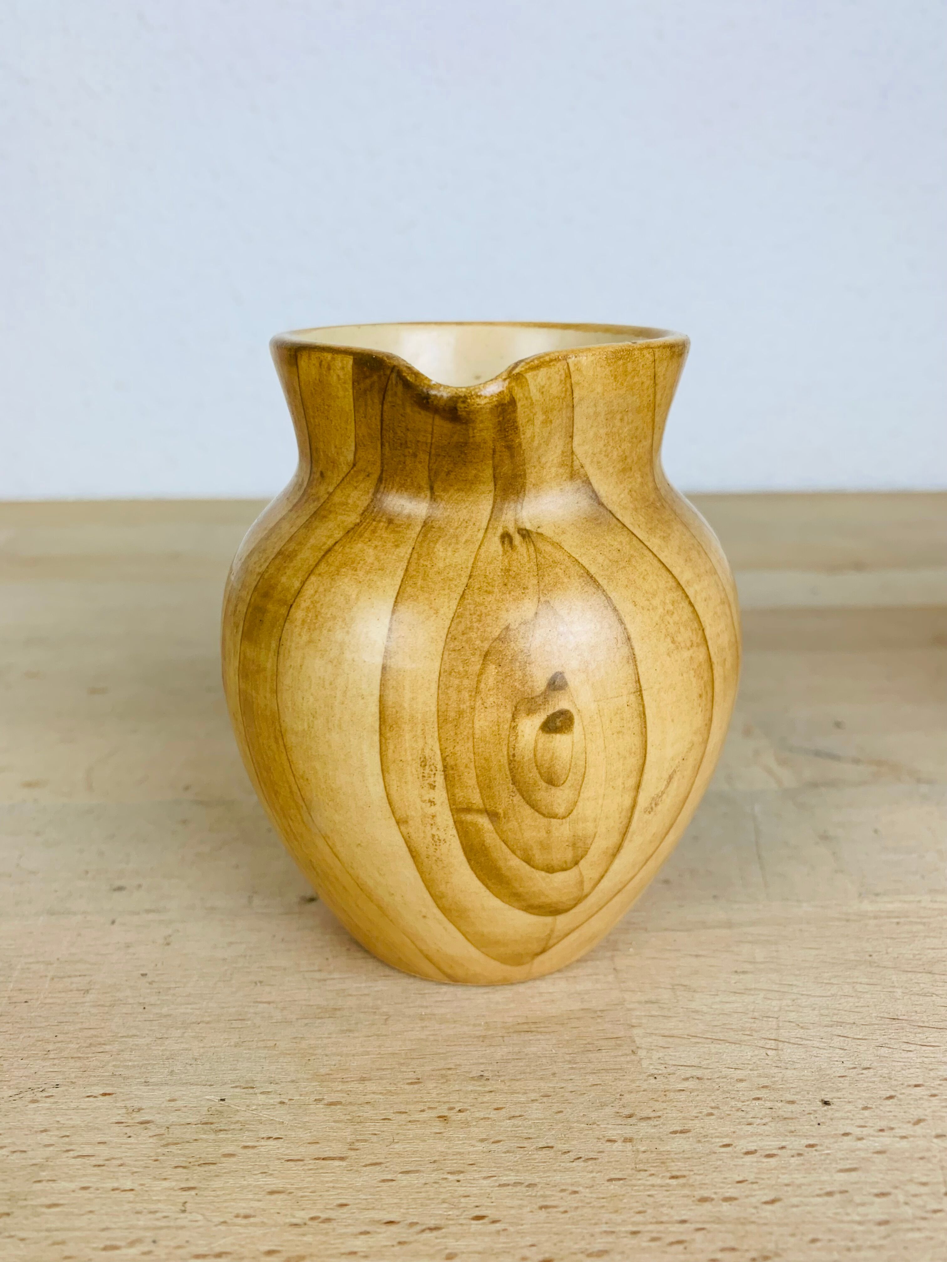 Pitcher and pan Grandjean Jourdan Vallauris, ceramic wood effect