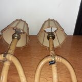 3 rattan sconces 50s