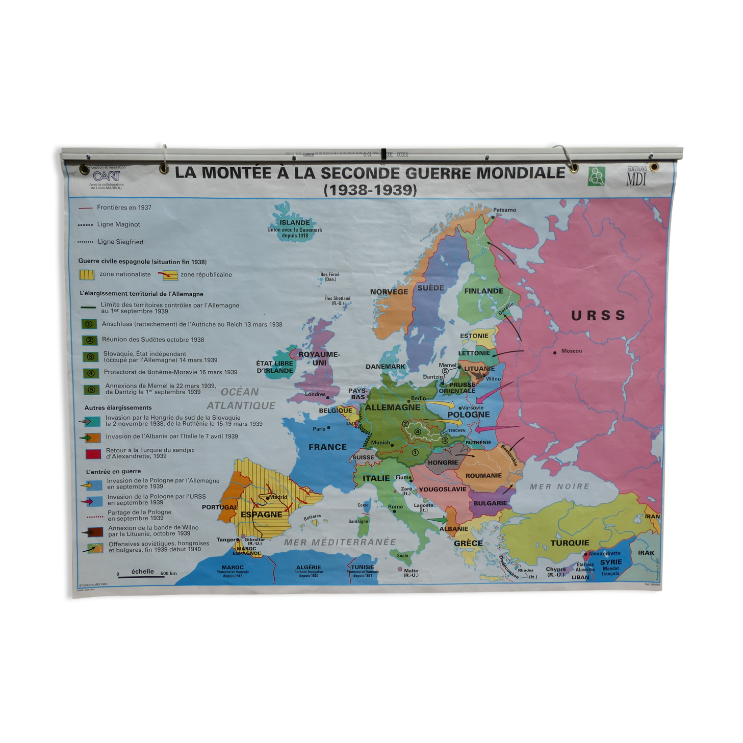 Vintage school map MDI Europe - Second War