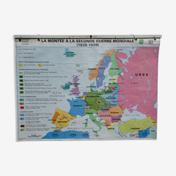 Vintage school map MDI Europe - Second War
