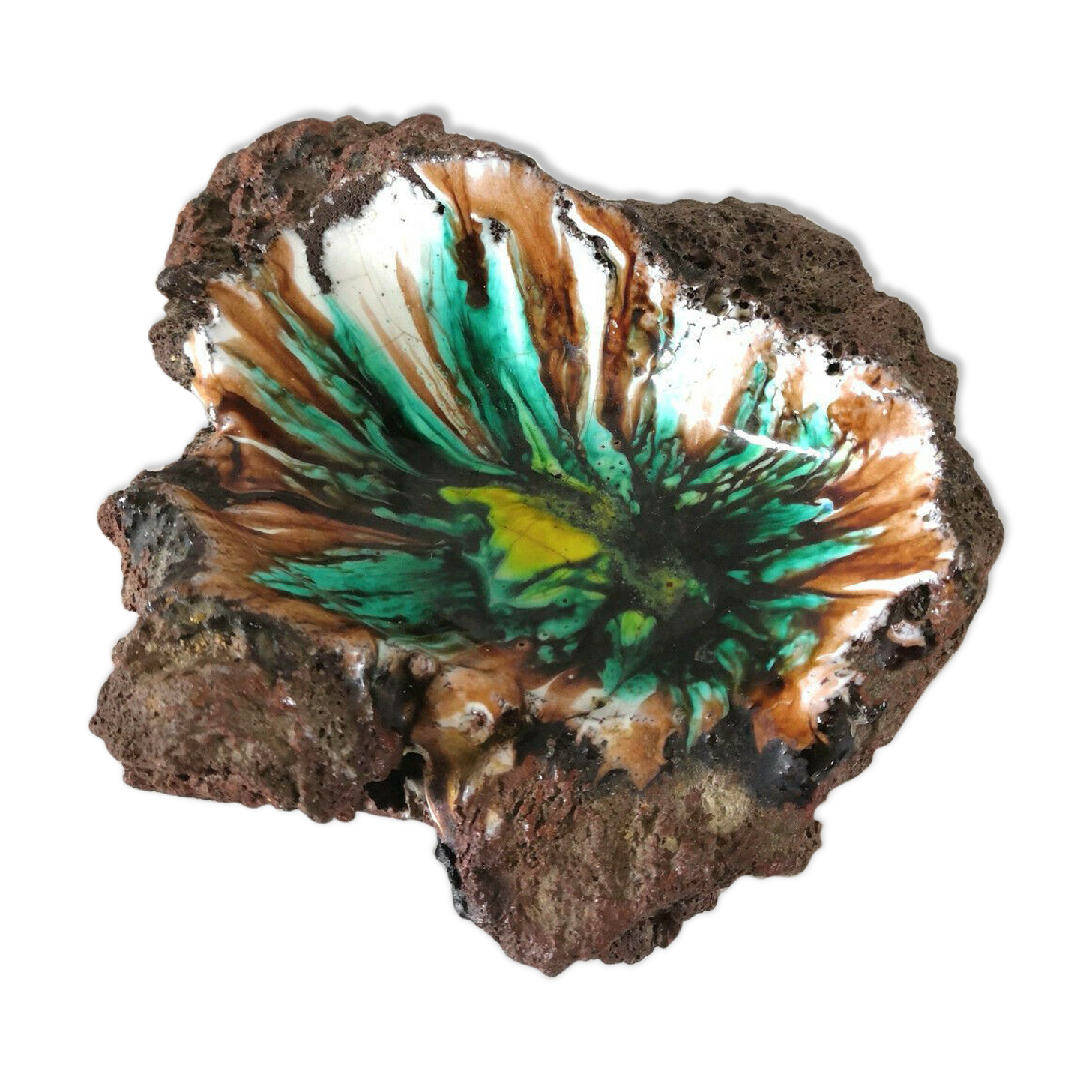 Enamelled lava stone ashtray design 60s - 70s