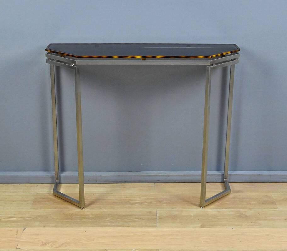 Smoked glass hexagonal console – 1970