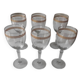 Lot de 6 verres décors bandes dorées