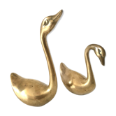 Duo de cygnes en laiton